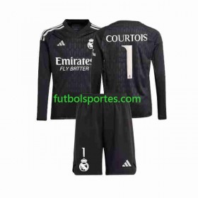 Camiseta Real Madrid Thibaut Courtois 1 Portero Niño Segunda Equipación 2023/2024 Manga Larga